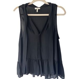 Joie Black Silk Sleeveless Blouse with Neck Tie